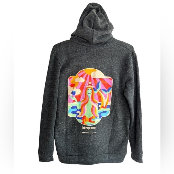 Starbucks Coffee Sweatshirt Large Hoodie Artsy Jade Purple Brown NYC Zip-up NWT - Picture 1 of 15